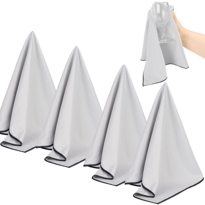 SINLAND Microfiber Glass Polishing Cloths Large Size Thick Lintless Drying Towels for Wine Glasses Stemware Dishes Stainless Appliances 20 Inch X 25 Inch Pack of 4 Grey - Image 2