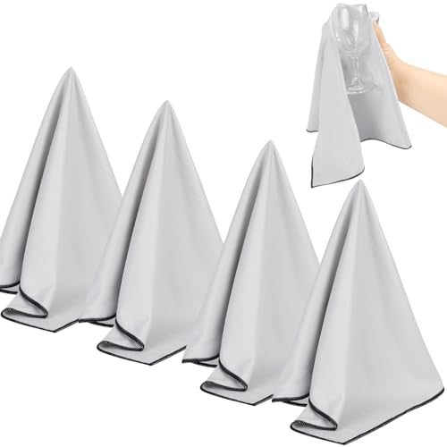 SINLAND Microfiber Glass Polishing Cloths Large Size Thick Lintless Drying Towels for Wine Glasses Stemware Dishes Stainless Appliances 20 Inch X 25 Inch Pack of 4 Grey - Image 1