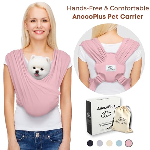 AnccoPlus Dog Carriers for Small Dogs Front Facing Dog Sling Carrier Hands Free Cat Carrier Size Adjustable Reducing Back Pain Premium Cotton Safe and Soft Dog Carrier Regular Light Pink - Image 3