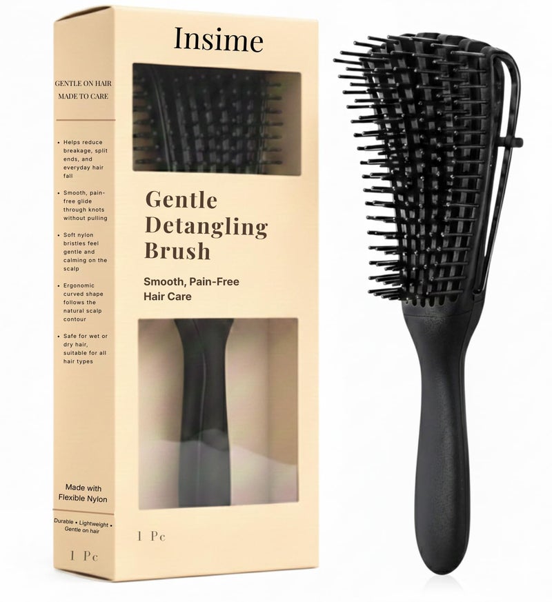 INSIME Detangler hair brush for curly hair comb for Women Men & Kids | Comb for curly wavy hair Pain Free hair detangling brush | Curl brush for hair styling Dry & Wet hair brush | - Image 1