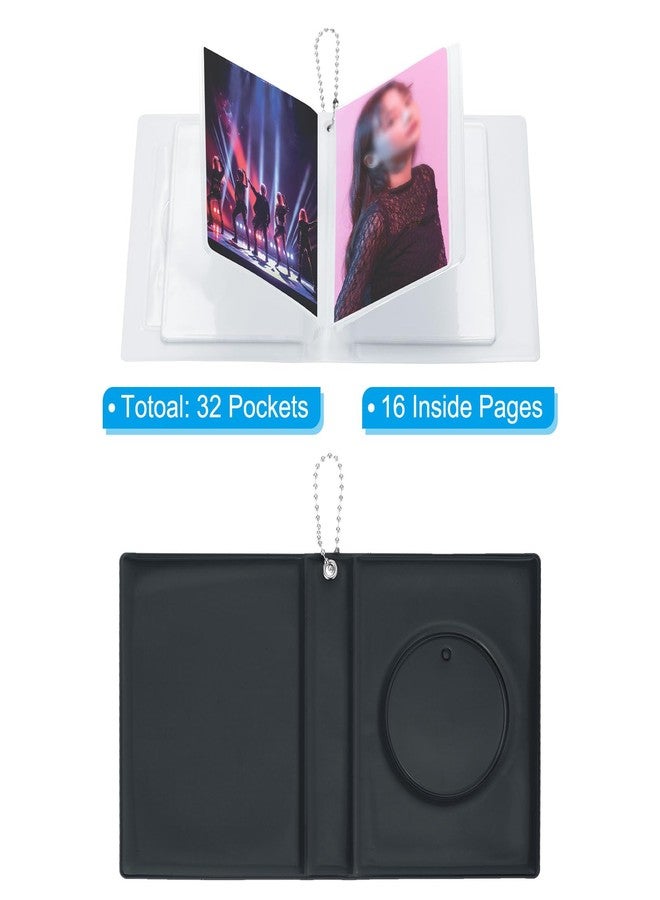 PATIKIL 3 Inch Mini Kpop Photocard Binder 2.5"x3.5" Album with 32 Pockets Small Picture Holder Book for Collection 2 Pack, Black White - Image 3