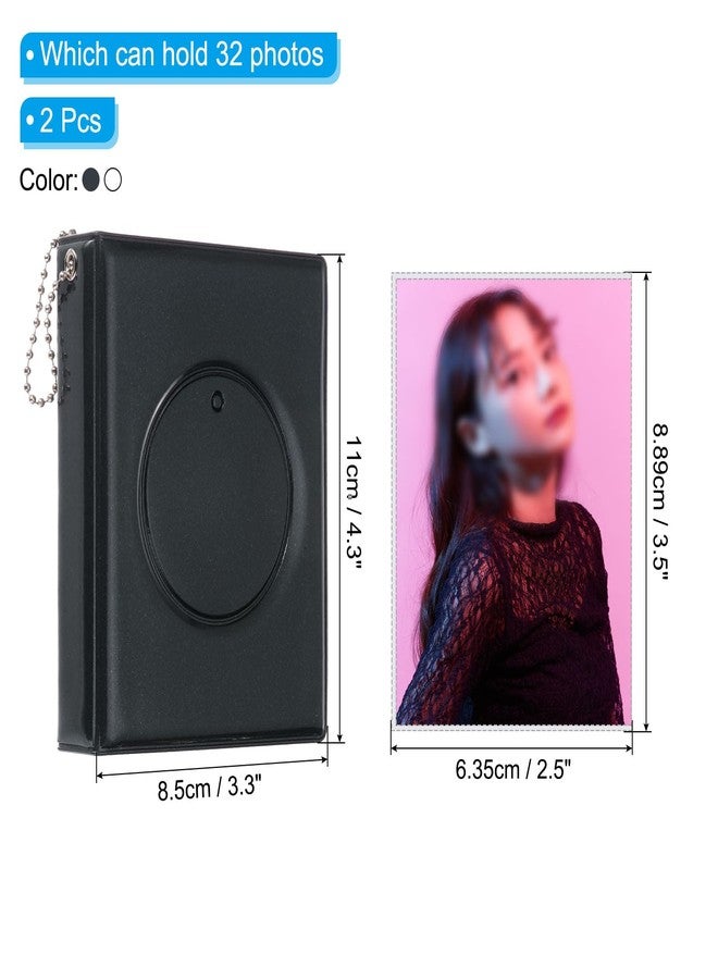 PATIKIL 3 Inch Mini Kpop Photocard Binder 2.5"x3.5" Album with 32 Pockets Small Picture Holder Book for Collection 2 Pack, Black White - Image 2