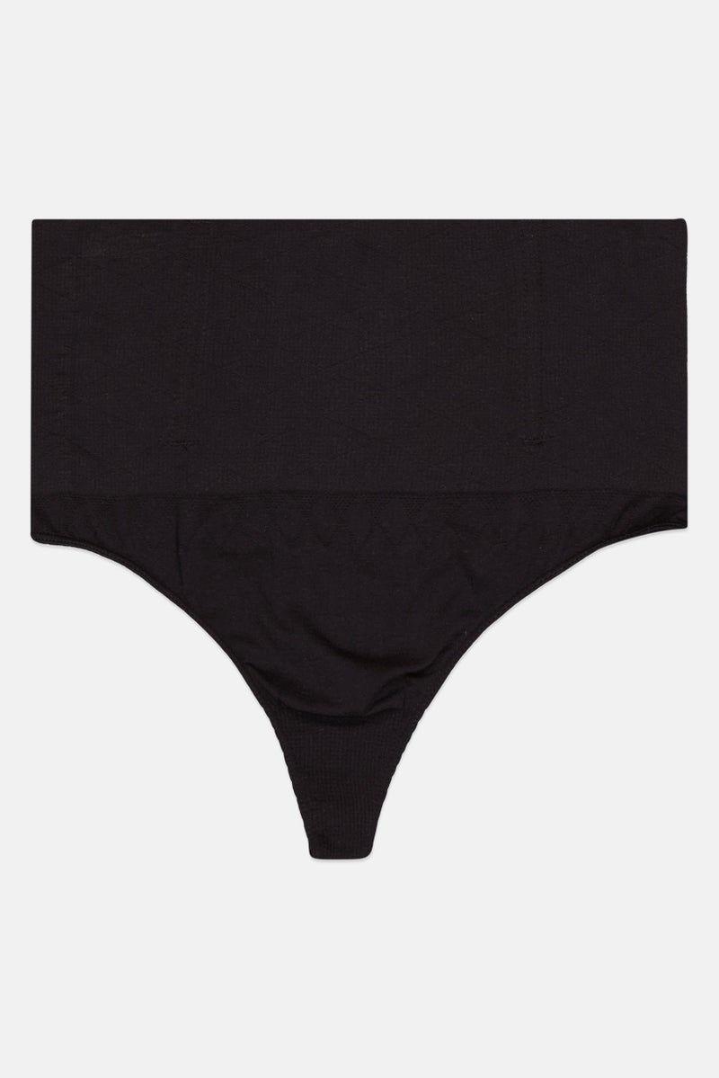 bebe Women Textured Pull On Thong, Black - Image 1