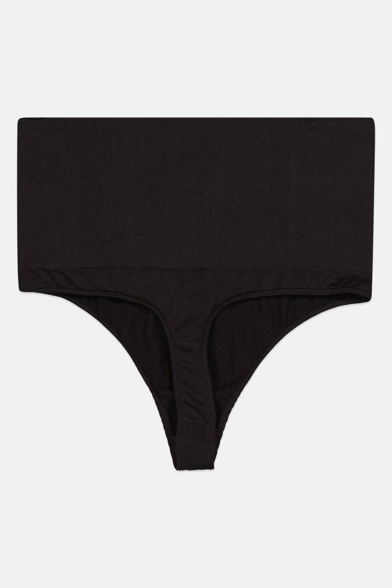 bebe Women Textured Pull On Thong, Black - Image 2