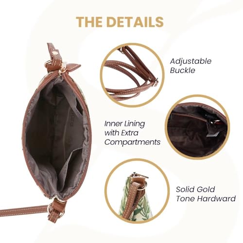 Signare Tapestry Small Crossbody Bag Sling Bag for Women with Sunflower Poppy Butterfly Dragonfly Morning Garden Design (SLING -MGD) - Image 5