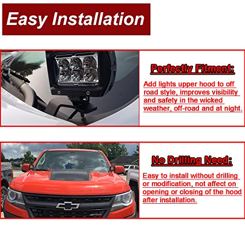 Dasen Upper Hood LED Light Pod Mount Brackets Compatible with Chevy Colorado 2015-2022, Fit GMC Canyon 2015-2022 - Image 3