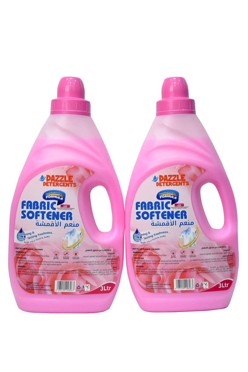 دازل عرض العبوة (عبوة من قطعتين سعة 3 لتر): مُنعّم ومعطر أقمشة دازل - برائحة الورد، راحة ونعومة تدوم طويلًا | يقلل التجاعيد والتشابك الساكن