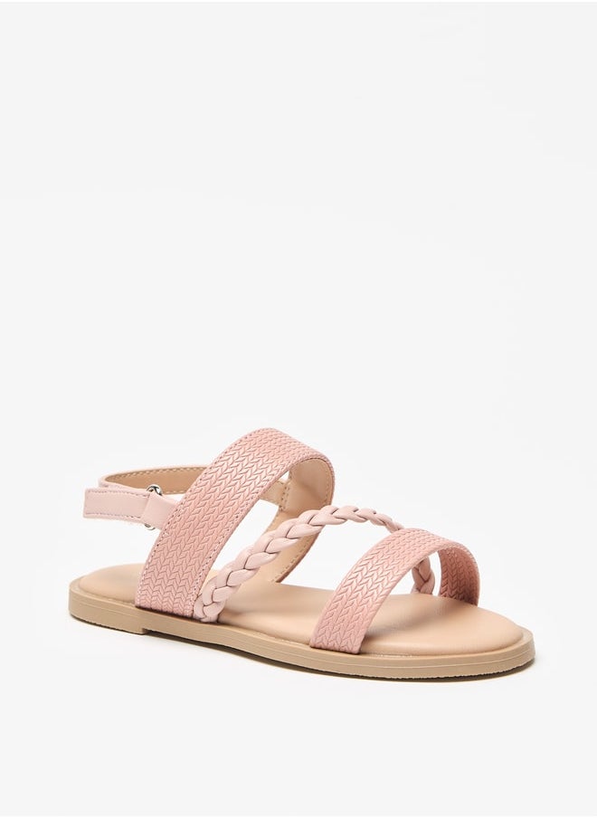 Flora Bella By Shoexpress Textured Sandals with Hook and Loop Closure  - Image 1