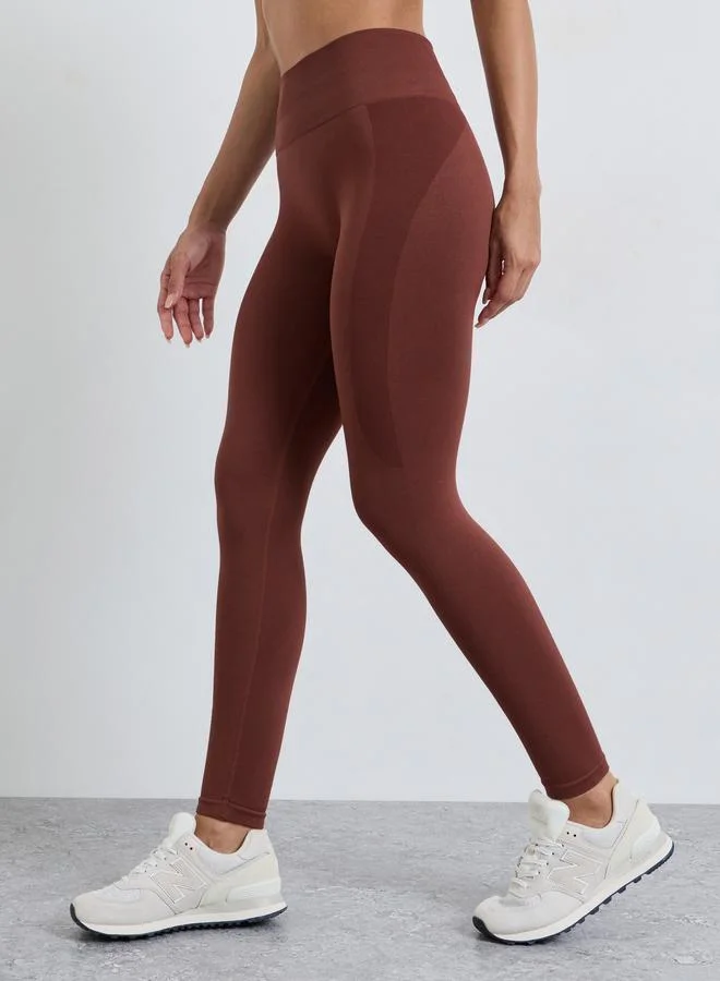 Styli Active Brown Seamless Tonal Contour Effect Leggings