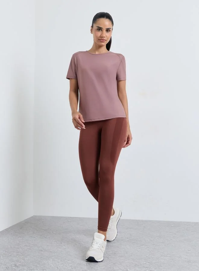 Styli Active Brown Seamless Tonal Contour Effect Leggings