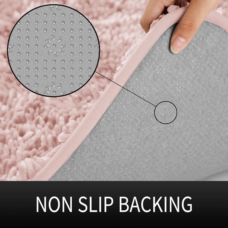 Yimobra Bathroom Rug  Chenille Extra Soft and Absorbent Shaggy Bath Mat  Non Slip  Machine Washable Dry  Plush Floor Carpet for Tub  Shower and Bath Room (31.5 Inches X 19.8 Inches  Pink) - Image 3