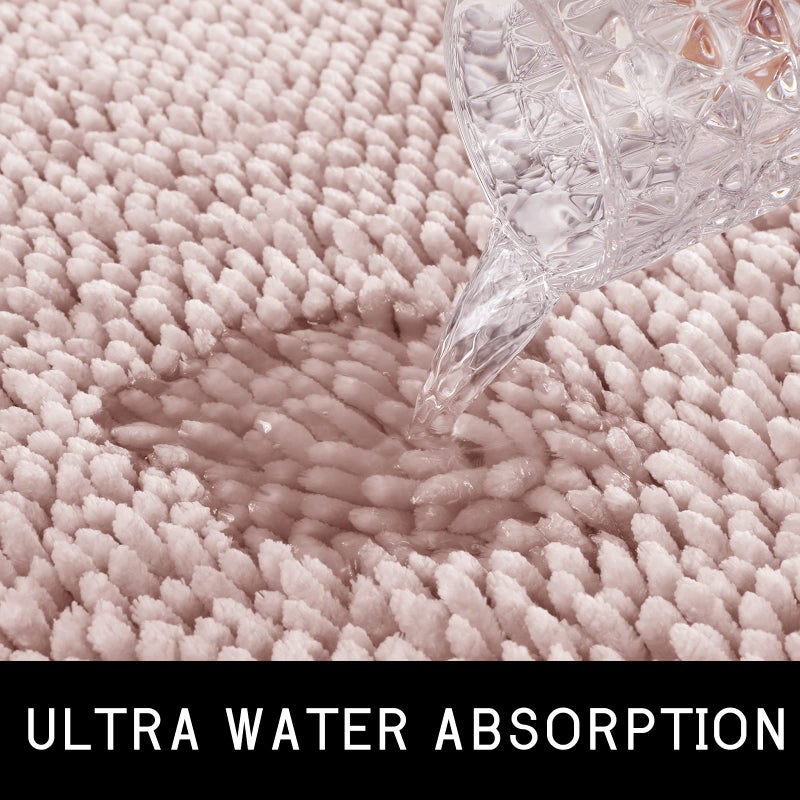 Yimobra Bathroom Rug  Chenille Extra Soft and Absorbent Shaggy Bath Mat  Non Slip  Machine Washable Dry  Plush Floor Carpet for Tub  Shower and Bath Room (31.5 Inches X 19.8 Inches  Pink) - Image 2