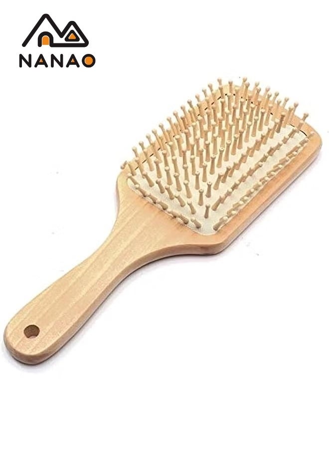 NANAO Wood Hair Brush,Natural Bamboo Hair Brush, Hair Growth Brushing Head Scalp Massager   Design For All Hair Types Women, Men, Children  - Image 1