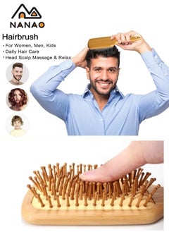 NANAO Wood Hair Brush,Natural Bamboo Hair Brush, Hair Growth Brushing Head Scalp Massager   Design For All Hair Types Women, Men, Children  - Image 5