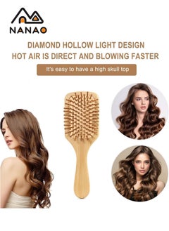 NANAO Wood Hair Brush,Natural Bamboo Hair Brush, Hair Growth Brushing Head Scalp Massager   Design For All Hair Types Women, Men, Children  - Image 3