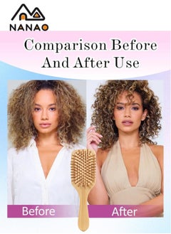 NANAO Wood Hair Brush,Natural Bamboo Hair Brush, Hair Growth Brushing Head Scalp Massager   Design For All Hair Types Women, Men, Children  - Image 4