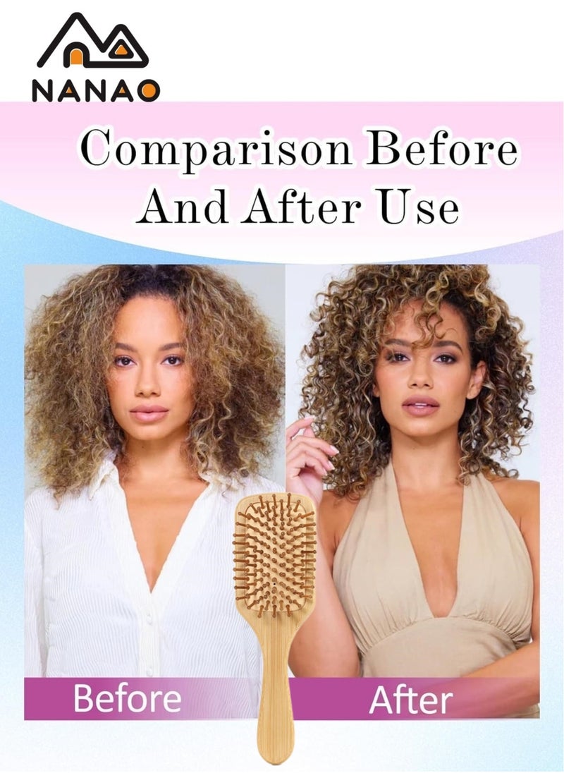 NANAO Wood Hair Brush,Natural Bamboo Hair Brush, Hair Growth Brushing Head Scalp Massager   Design For All Hair Types Women, Men, Children  - Image 4