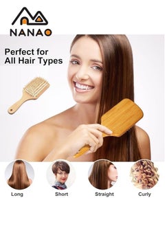 NANAO Wood Hair Brush,Natural Bamboo Hair Brush, Hair Growth Brushing Head Scalp Massager   Design For All Hair Types Women, Men, Children  - Image 2
