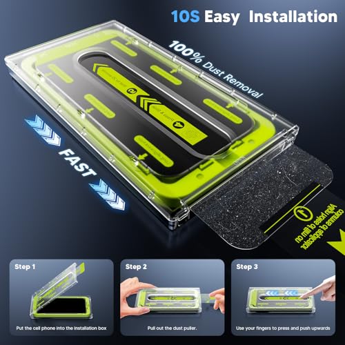 WSKEN for iPhone 15 Pro Max Privacy Screen Protector [Auto-Dust Removal] Full Coverage Screen 2.5D Edge 28 Degree 10s HD Tempered Glass Film with Dust Clean Installing House 2023 5G 6.7inch - 2 Pack - Image 3