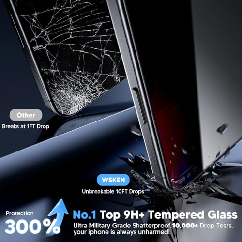WSKEN for iPhone 15 Pro Max Privacy Screen Protector [Auto-Dust Removal] Full Coverage Screen 2.5D Edge 28 Degree 10s HD Tempered Glass Film with Dust Clean Installing House 2023 5G 6.7inch - 2 Pack - Image 5