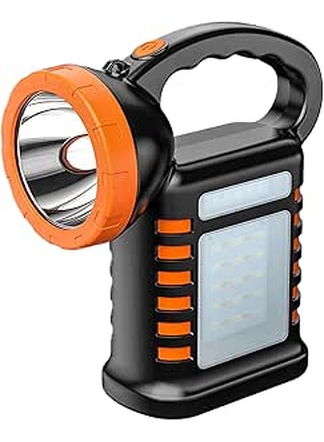 مصباح يدوي LED يعمل بالطاقة الشمسية مع منفذ USB قابل للشحن، كشاف تخييم، مصباح للاستخدام الخارجي والداخلي في المنزل، باللون الأسود. - Image 1