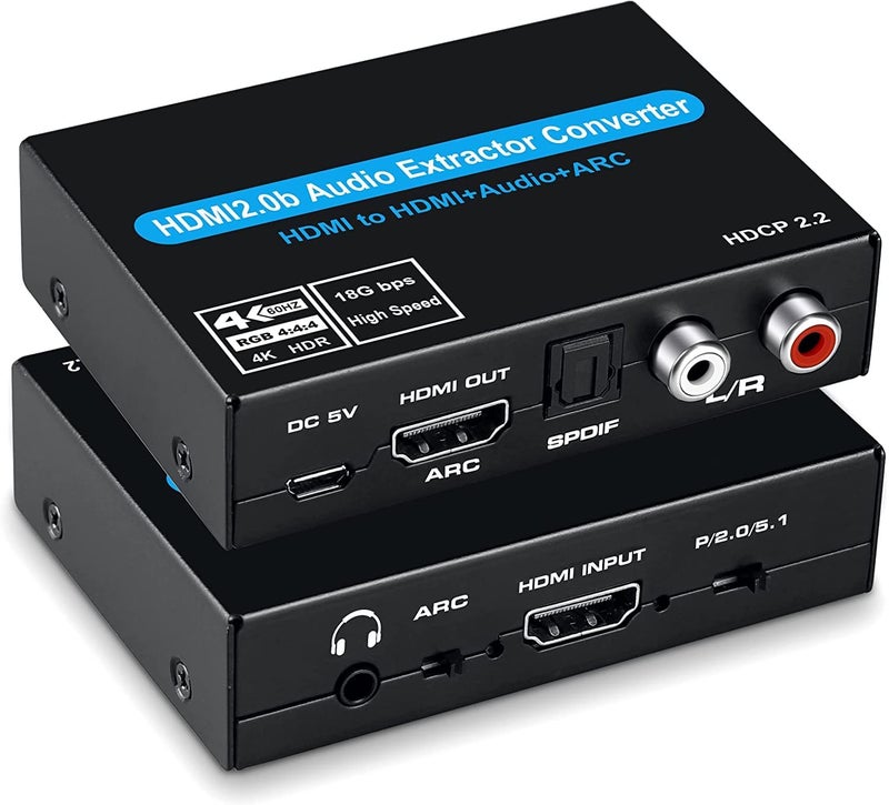 Tobo HDMI-Audio Extractor Splitter Adapter,HDmI to Optical SPDIF + 3.5mm Stereo Audio Out or ARC Adapter to Optical RCA 3.5MM Jack Support HDMI 2.0b HDCP 2.2 (TD-548H) - Image 1