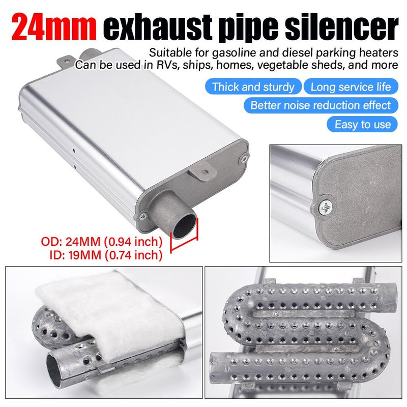 79in Universal Exhaust Muffler Kit For RV Truck Marine Stainless Steel - Image 2