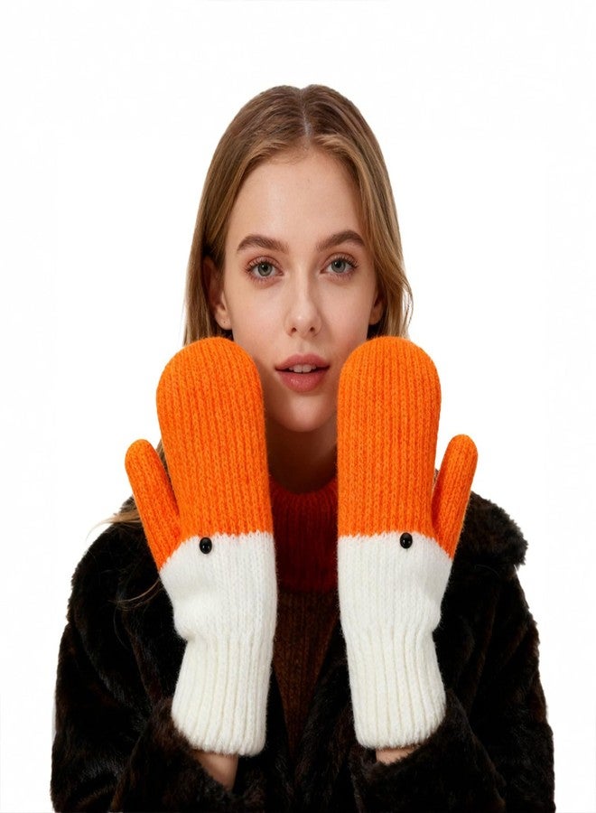 Ylucky Kids Cute Crochet Knit Gloves Boys Girls Cartoon Animal Goose Duck Mittens Fleece-Lined Winter Warm Gloves for 1-4Y - Image 2