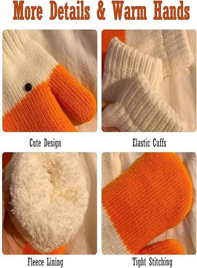 Ylucky Kids Cute Crochet Knit Gloves Boys Girls Cartoon Animal Goose Duck Mittens Fleece-Lined Winter Warm Gloves for 1-4Y - Image 4