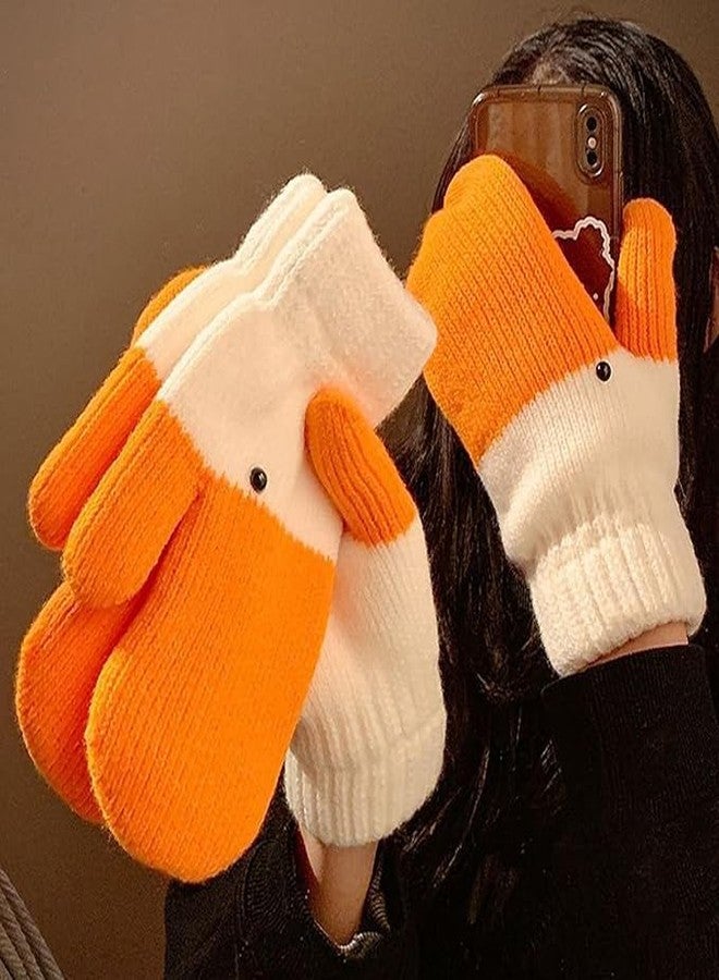 Ylucky Kids Cute Crochet Knit Gloves Boys Girls Cartoon Animal Goose Duck Mittens Fleece-Lined Winter Warm Gloves for 1-4Y - Image 5