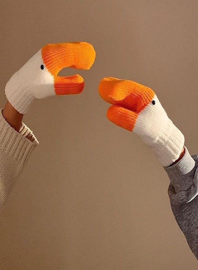 Ylucky Kids Cute Crochet Knit Gloves Boys Girls Cartoon Animal Goose Duck Mittens Fleece-Lined Winter Warm Gloves for 1-4Y - Image 3