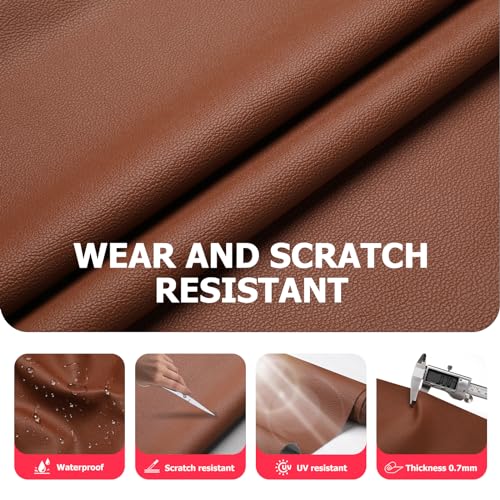 SOTISI Vinyl Fabric, Marine Faux Leather Upholstery, for Upholstery Crafts, DIY Sewings, Sofa, Handbag, Earrings, Hair Bows Decorations (Brown 54 x 12 inch 1FT) - Image 4