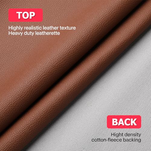 SOTISI Vinyl Fabric, Marine Faux Leather Upholstery, for Upholstery Crafts, DIY Sewings, Sofa, Handbag, Earrings, Hair Bows Decorations (Brown 54 x 12 inch 1FT) - Image 2