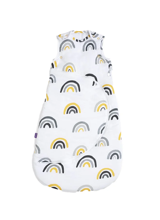 سنوز Pouch Sleeping Bag For Infant And Baby 1.0 Tog Clever Nappy Change Zip Material 100% Cotton For Temperatures If 21 - 23 Celsius 0 To 6 Months Maximum Baby Length 68 Cmmustard Rainbow