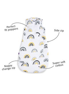 Snuz Pouch Sleeping Bag For Infant And Baby 1.0 Tog Clever Nappy Change Zip Material 100% Cotton For Temperatures If 21 - 23 Celsius 0 To 6 Months Maximum Baby Length 68 Cmmustard Rainbow  - Image 2