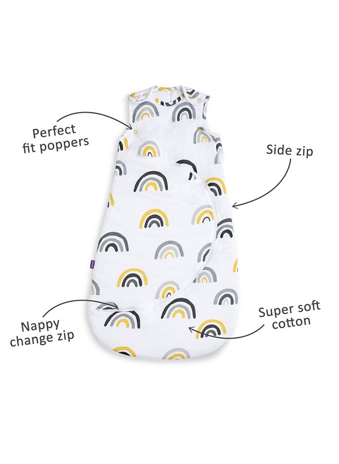 Snuz - Pouch Sleeping Bag For Infant And Baby 1.0 Tog Clever Nappy Change Zip Material 100% Cotton For Temperatures If 21 - 23 Celsius 0 To 6 Months Maximum Baby Length 68 Cmmustard Rainbow - Image 1