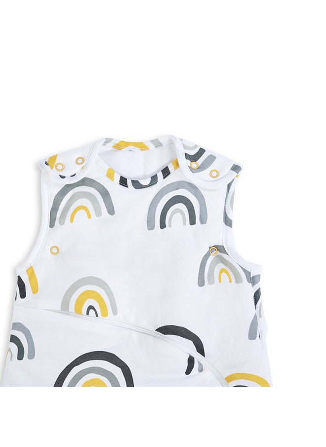 Snuz - Pouch Sleeping Bag For Infant And Baby 1.0 Tog Clever Nappy Change Zip Material 100% Cotton For Temperatures If 21 - 23 Celsius 0 To 6 Months Maximum Baby Length 68 Cmmustard Rainbow - Image 1