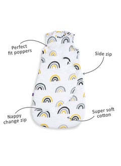Snuz Pouch Sleeping Bag For Infant And Baby 1.0 Tog Clever Nappy Change Zip Material 100% Cotton For Temperatures If 21 - 23 Celsius 0 To 6 Months Maximum Baby Length 68 Cmmustard Rainbow  - Image 2