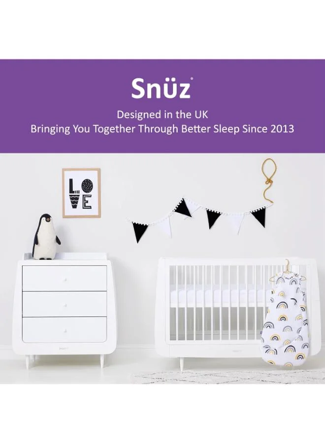 Snuz Pouch Sleeping Bag For Infant And Baby 1.0 Tog Clever Nappy Change Zip Material 100% Cotton For Temperatures If 21 - 23 Celsius 0 To 6 Months Maximum Baby Length 68 Cmmustard Rainbow