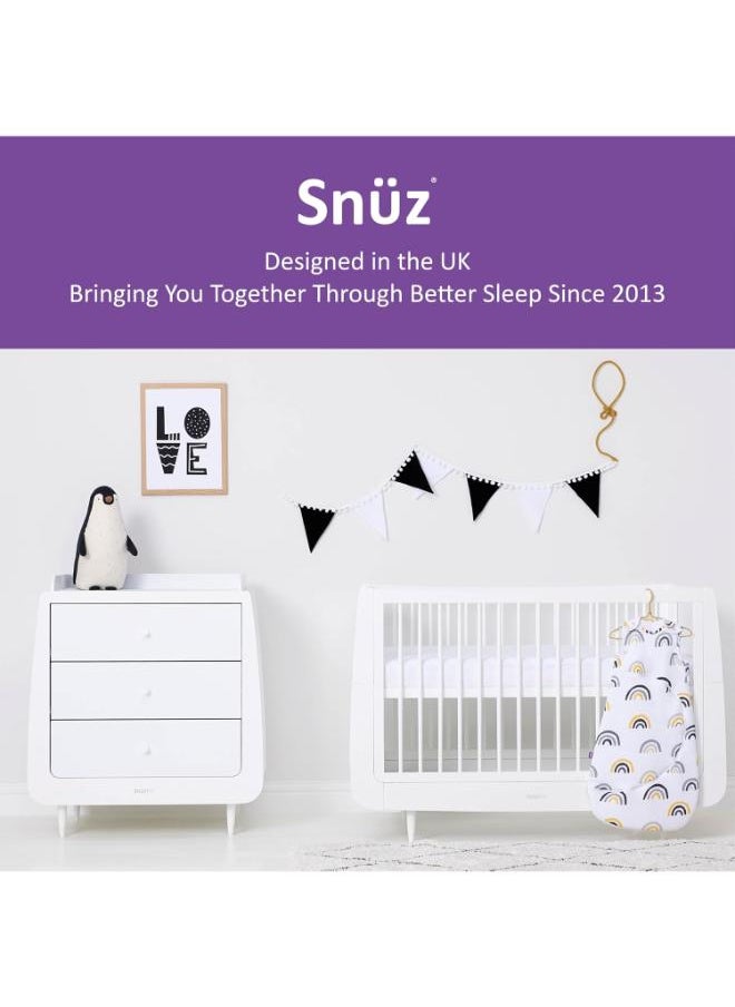 Snuz - Pouch Sleeping Bag For Infant And Baby 1.0 Tog Clever Nappy Change Zip Material 100% Cotton For Temperatures If 21 - 23 Celsius 0 To 6 Months Maximum Baby Length 68 Cmmustard Rainbow - Image 1