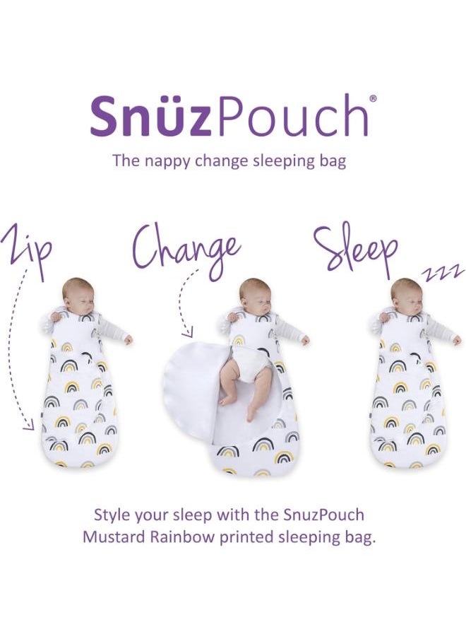 Snuz - Pouch Sleeping Bag For Infant And Baby 1.0 Tog Clever Nappy Change Zip Material 100% Cotton For Temperatures If 21 - 23 Celsius 0 To 6 Months Maximum Baby Length 68 Cmmustard Rainbow - Image 1