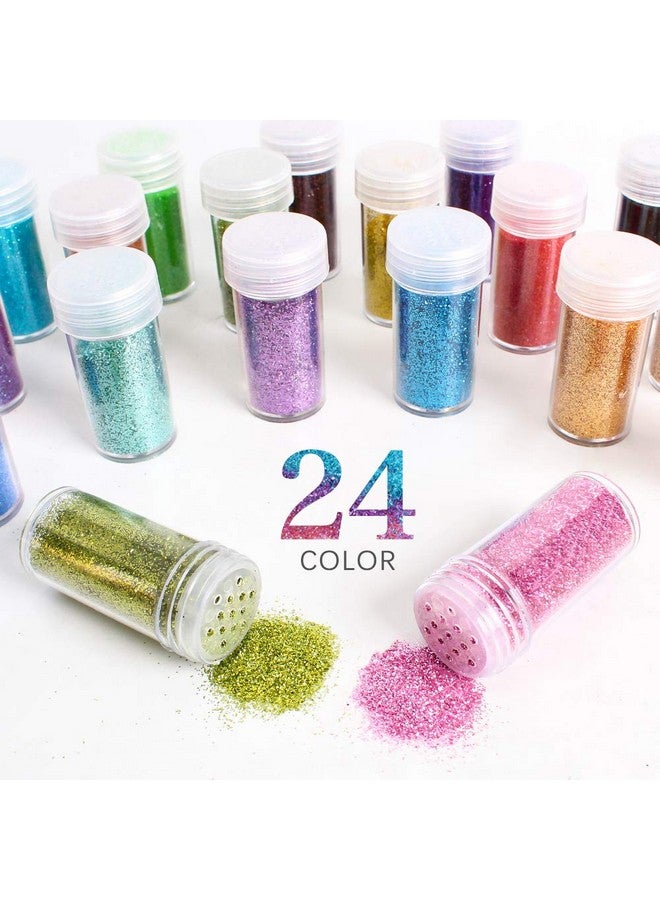 Estanoite Extra Fine Glitter Set Of 24 Colors Body Cosmetic Glitter Nail Arts Face Hair Eye Lip Gloss Makeup Glitter Slimetumbler And Epoxy Resin Crafts Loose Glitter Powder Shaker - Image 2