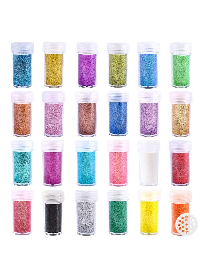 Estanoite Extra Fine Glitter Set Of 24 Colors Body Cosmetic Glitter Nail Arts Face Hair Eye Lip Gloss Makeup Glitter Slimetumbler And Epoxy Resin Crafts Loose Glitter Powder Shaker - Image 1