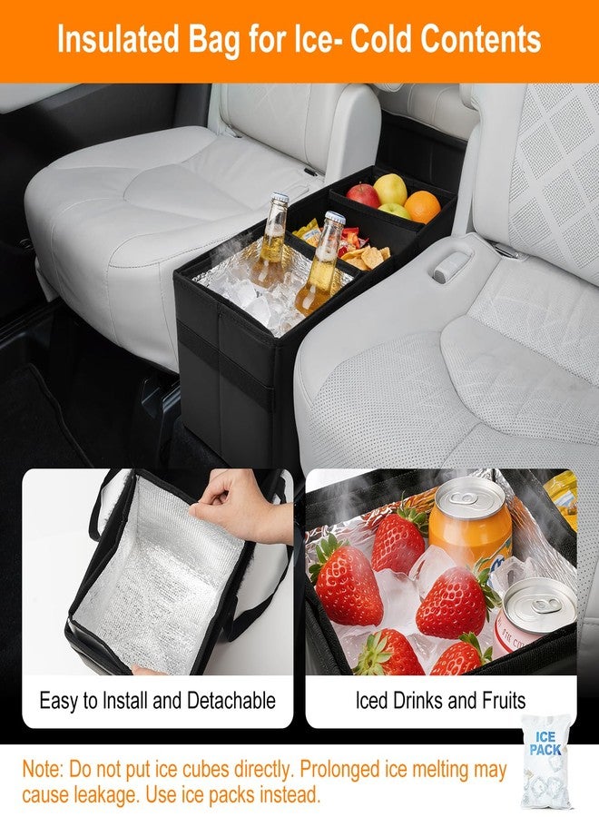 BORDAN Car Seat Organizer w/Built-In Cooler Bag for Kia Telluride 2020-2026, Second Row Console Organizer w/Non-Slip Bottom Strips, Foldable Portable Backseat Storage Box for Dog Toys Kids Snacks - Image 3