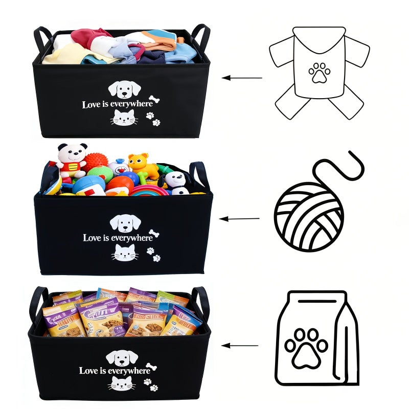 A Storage Basket for Felt Dog Toys Featuring Handles Suitable for Both Cats And Dogs This Versatile And Foldable Organizer Perfect for Keeping Pet Toys Blankets Leashes Shelf Baskets Dark Gray New Handle - Image 5