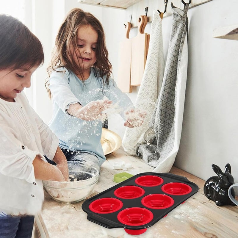 SHOWERORO Rectangle Cake Pan 6 Cavity Nonstick Loaf Baking Mold Red Small Bread and Soft Milk-flavor Loaf Pan for Oven Use Home Bakery Kitchen Baking Tool - Image 5