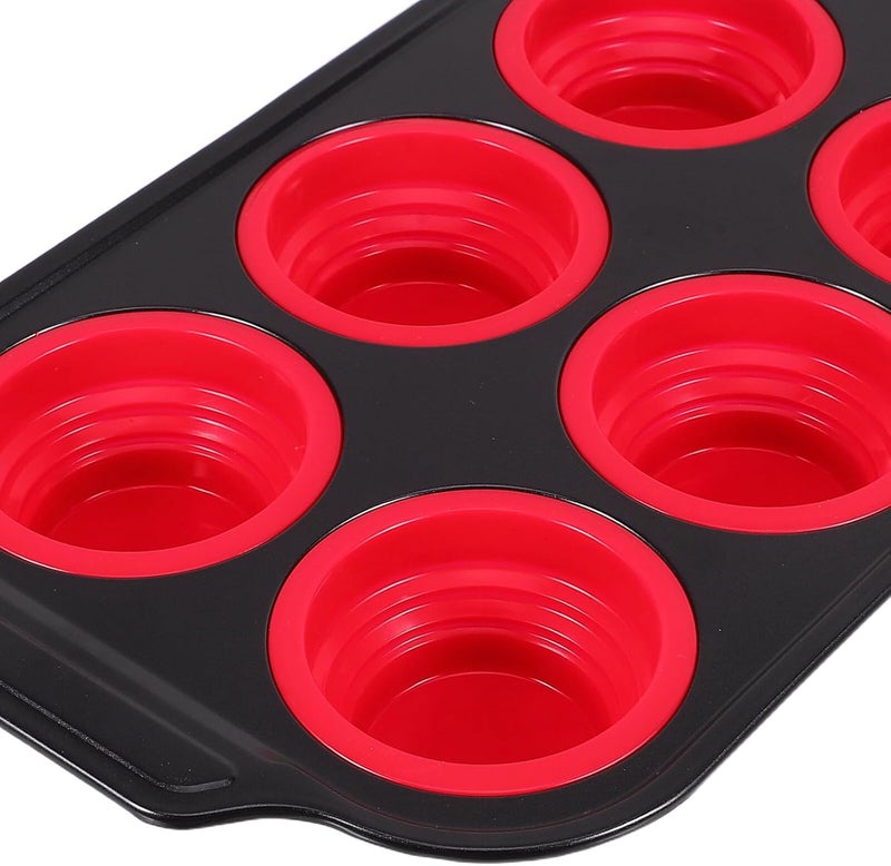SHOWERORO Rectangle Cake Pan 6 Cavity Nonstick Loaf Baking Mold Red Small Bread and Soft Milk-flavor Loaf Pan for Oven Use Home Bakery Kitchen Baking Tool - Image 3