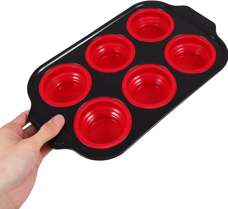 SHOWERORO Rectangle Cake Pan 6 Cavity Nonstick Loaf Baking Mold Red Small Bread and Soft Milk-flavor Loaf Pan for Oven Use Home Bakery Kitchen Baking Tool - Image 4