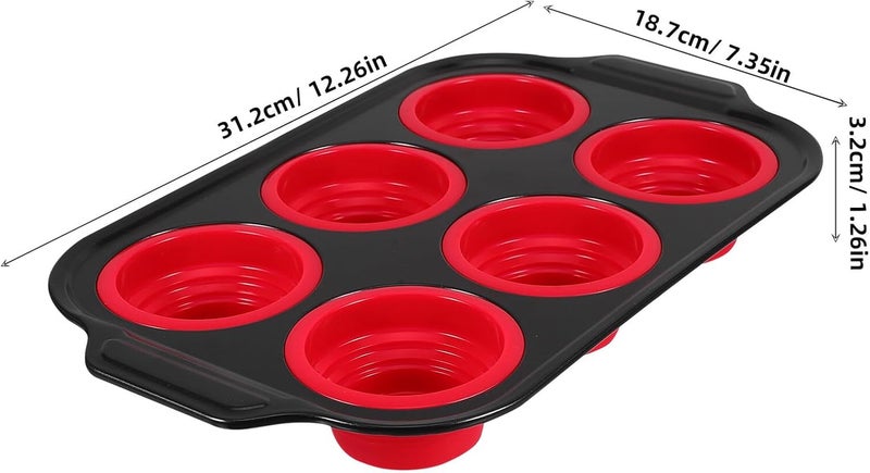 SHOWERORO Rectangle Cake Pan 6 Cavity Nonstick Loaf Baking Mold Red Small Bread and Soft Milk-flavor Loaf Pan for Oven Use Home Bakery Kitchen Baking Tool - Image 2