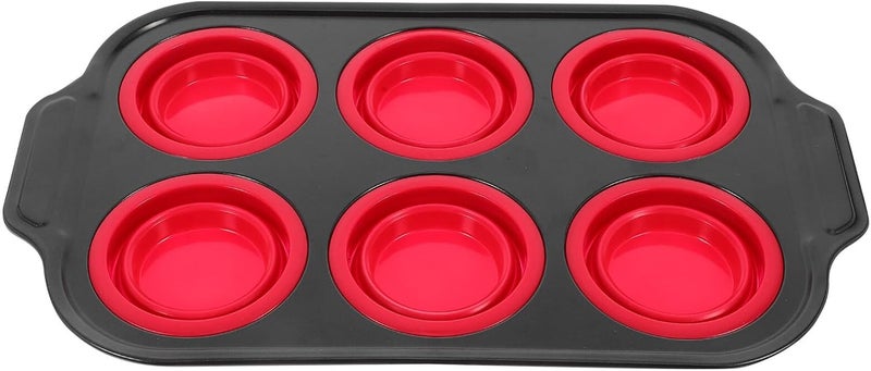SHOWERORO Rectangle Cake Pan 6 Cavity Nonstick Loaf Baking Mold Red Small Bread and Soft Milk-flavor Loaf Pan for Oven Use Home Bakery Kitchen Baking Tool - Image 1